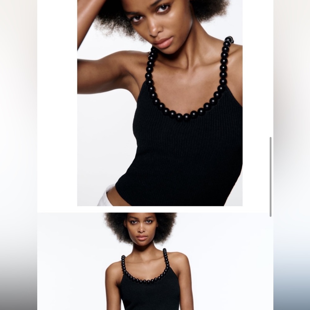 Zara NWT- black Pearl strap top in size medium